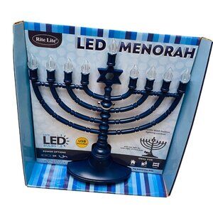 Rite Lite LED Menorah With Safe LED Bulbs & USB Power Options 11" x 11" 3.5" in